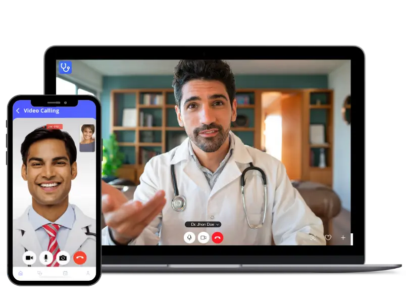 Online consultation by the doctor to patient in vDoctor’s solution-ready telemedicine platform.